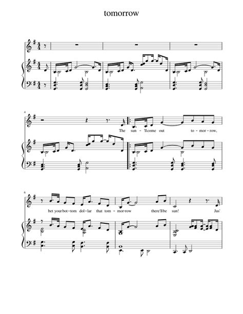 tomorrow annie in G Sheet music for Piano, Soprano (Piano-Voice) | Musescore.com