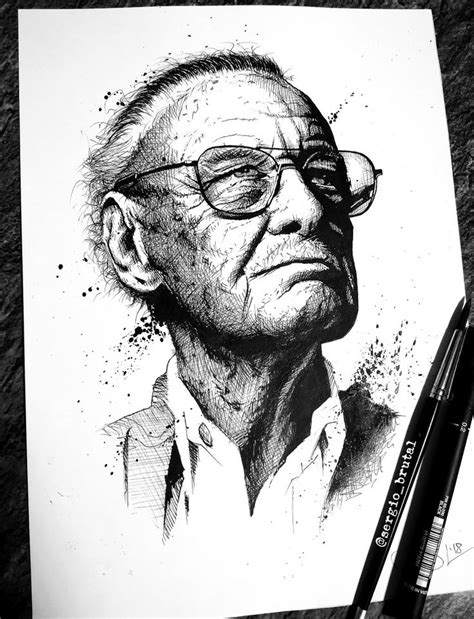 #stanlee #drawing #ink #portrait | Pinterest