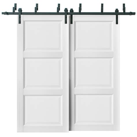 Sliding Closet Barn Bypass Doors 60 x 80 inches | Lucia 2661 Matte White | Sturdy Top Mount 6 ...