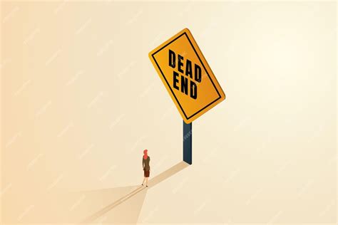 Premium Vector | Businesswoman standing in front of a dead end sign. wrong decisions, obstacles ...