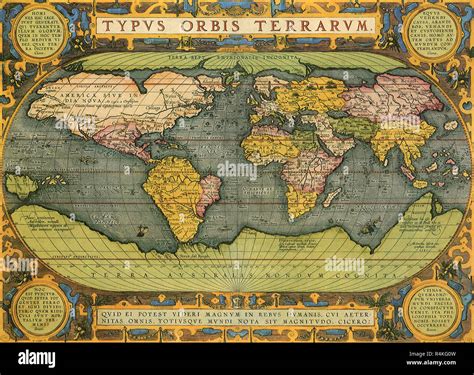 Oval World Map 1598, Ortelius, Abraham Stock Photo - Alamy