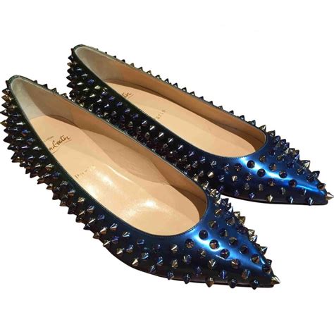 Patent leather ballet flats Christian Louboutin Blue size 39 EU in Patent leather - 7354166 ...