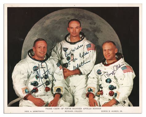 Lot Detail - Apollo 11 Crew-Signed 10'' x 8'' NASA Photo -- Neil Armstrong, Michael Collins ...