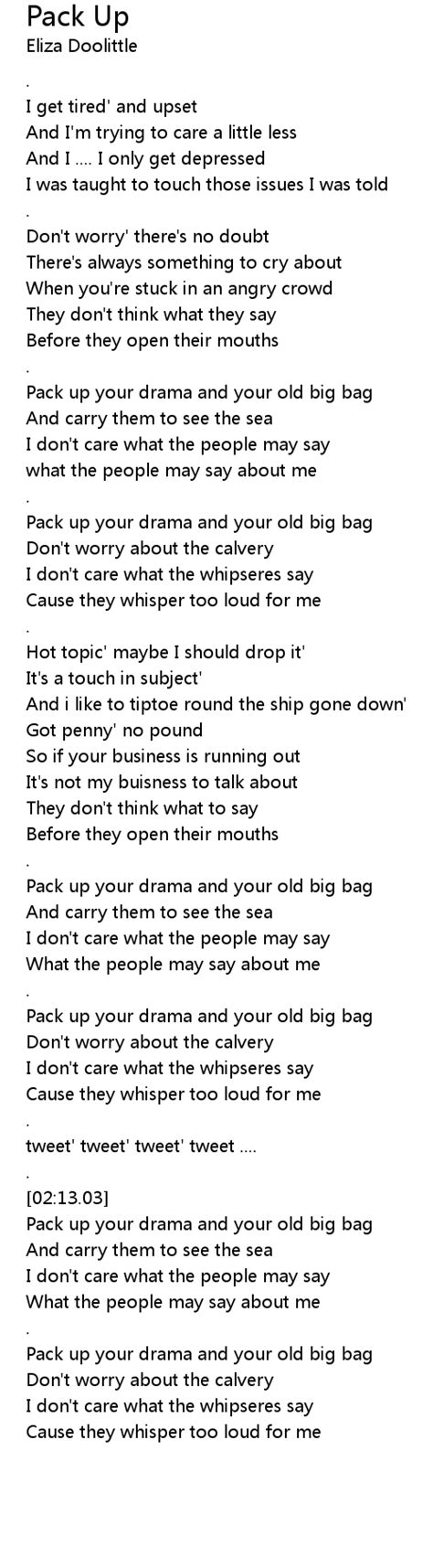 Pack Up Lyrics - Follow Lyrics