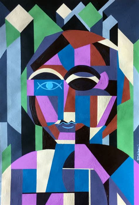 Cubist Portrait Painting by Koola Adams | Artmajeur
