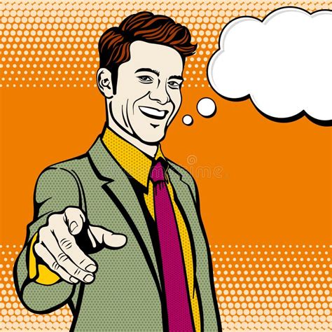 Businessman with Hand Pointing Finger. Vector Business Concept in Pop Art Style Stock Vector ...
