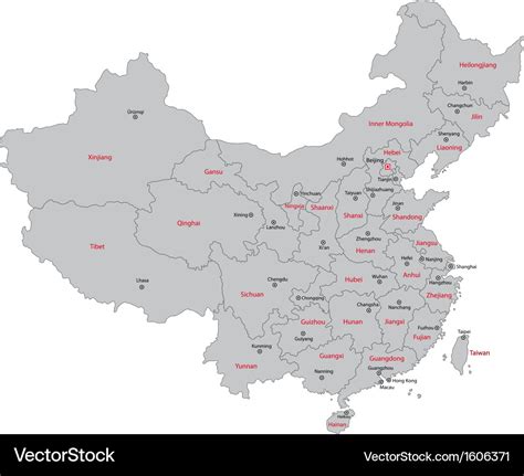 Gray china map Royalty Free Vector Image - VectorStock