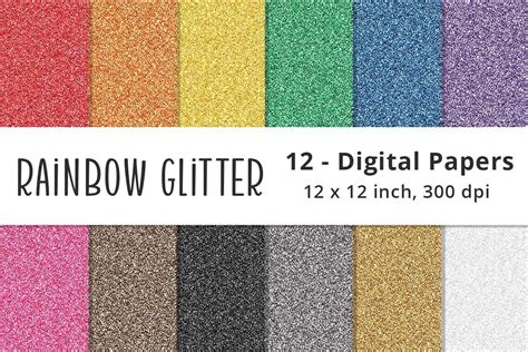 Rainbow Glitter Digital Paper Graphic by Lemon Paper Lab · Creative Fabrica