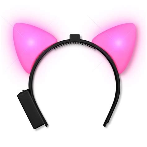 Glowing Pink Still LEDs Cat Ears Headband | Cat ears headband, Ear headbands, Headbands