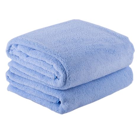 Bath Towels Soft Plush Fleece Bath Towel Set 2 Piece Solid Blue 30 x 60 inches - Walmart.com ...