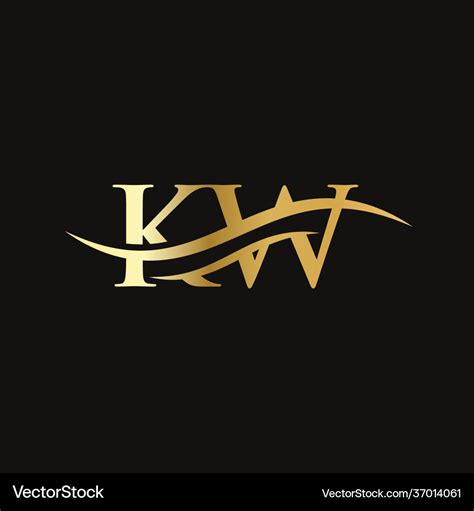 Swoosh letter kw logo design for business Vector Image