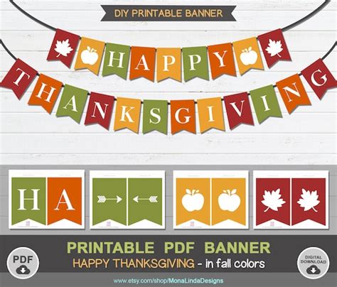 Happy Thanksgiving Printable PDF Bannerfall Bannerprintable | Etsy