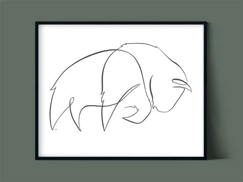 Charging Bison One Line Drawing Digital Download - Etsy