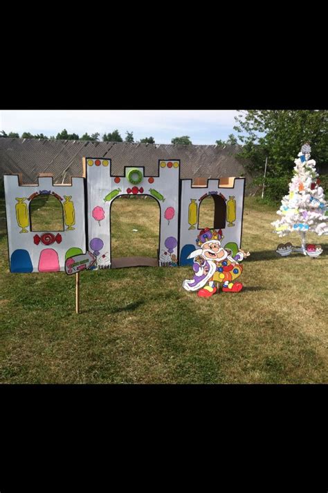 Candy castle and king candy I made from boxes and cardboard and a Christmas tree decorated with ...