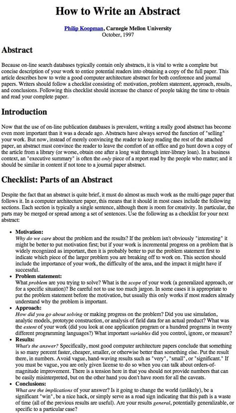 Exemplary How To Write An Abstract For A Technical Report Structure Project