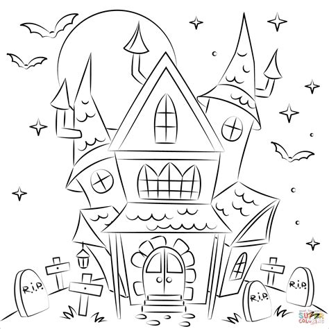 Haunted House | Super Coloring House Colouring Pages, Cute Coloring Pages, Free Printable ...