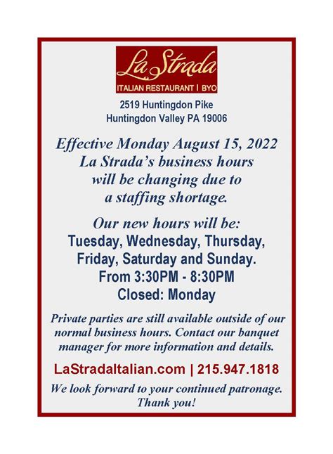 Contact La Strada Italian – La Strada Italian Restaurant