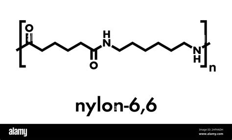 Nylon (nylon-6,6) plastic polymer, chemical structure. Skeletal formula ...