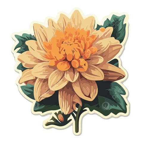 Clipart Stiker Hias Bunga Dahlia Vektor, Desain Stiker Dengan Kartun Bunga Dahlia Terisolasi ...