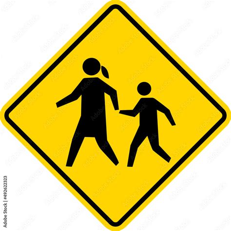 Children crossing road sign. Yellow diamond background. Traffic signs and symbols. Stock Vector ...