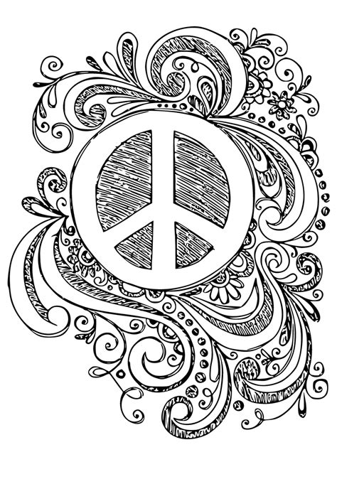 Free Printable Peace Sign Waves Coloring Page for Adults and Kids - Lystok.com