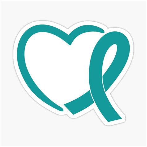 "Ovarian Cancer Heart Awareness Teal Ribbon September" Sticker for Sale by NotEnoughSpoons ...