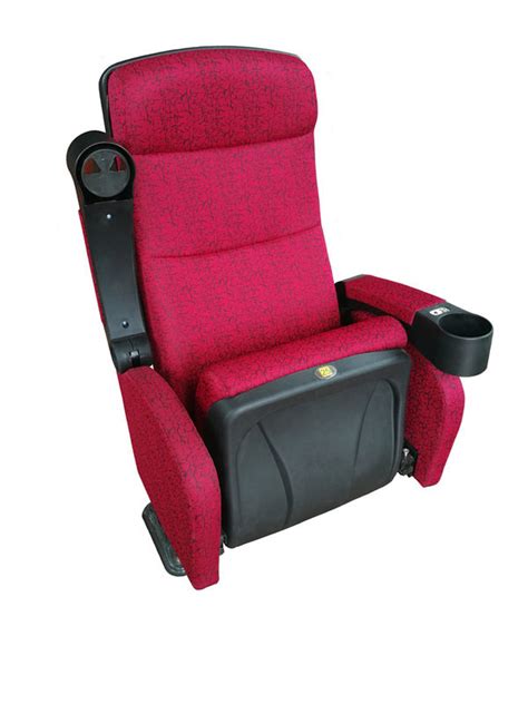 Red Color Cinema Chairs Space Saving Movable Armrest Compound Vestee Surfance