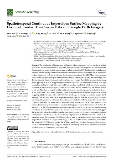 (PDF) Spatiotemporal Continuous Impervious Surface Mapping by Fusion of ...