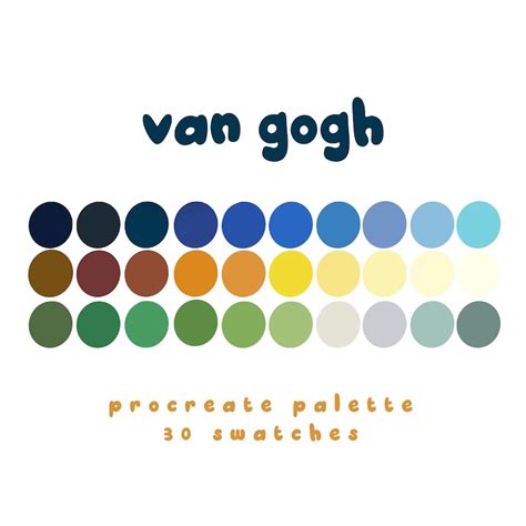 Van Gogh Classic Color Palette Procreate Color Palette Color | Etsy