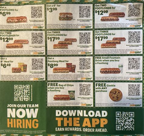 Subway coupons, expire 8/27/23 : r/Freefood