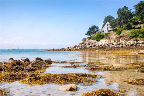 Ile de Batz Island with a beach in the summer, Bretagne, France, French ...