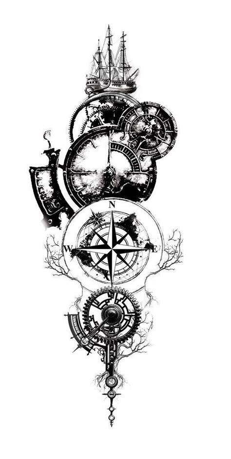 pinterest.com/@Unforgiven_442 | Compass tattoo design, Compass tattoo, Clock tattoo design