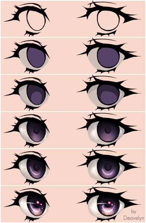 Starry Eyes Steps | Anime eye drawing, Anime art tutorial, How to draw anime eyes
