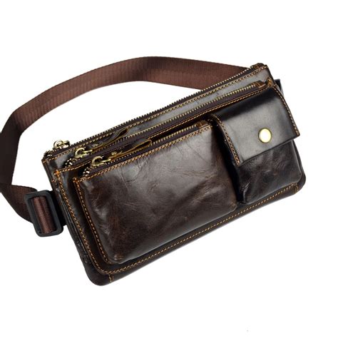 Cowhide men clutch bag casual waist bags for men fashion genuine ...