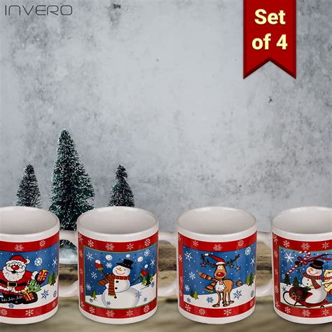 Christmas Mugs Printed Xmas 12oz Fine Bone China Drinking Tea Coffee ...