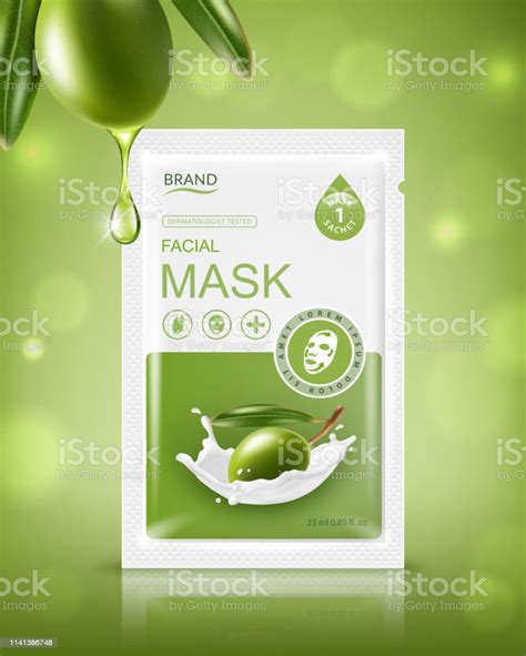 Facial Sheet Mask Sachet Package Vector Realistic Illustration Isolated ...