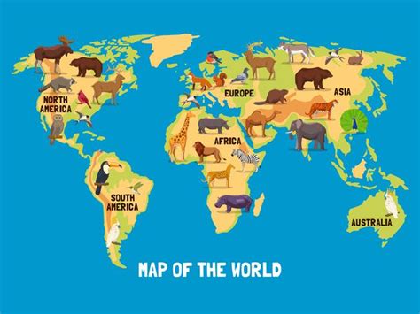 Animals World Map 466650 Vector Art at Vecteezy