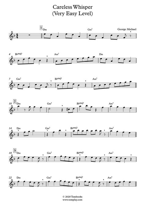 Careless Whisper Sheet Music By George Michael Saxophone