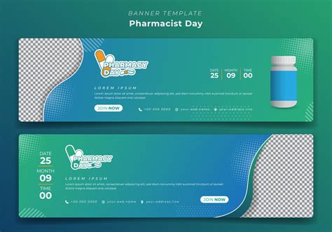 Banner template in landscape green and blue background for pharmacist day design 10983438 Vector ...