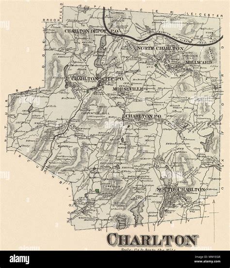 Map of South Charlton in Town of Charlton. 1870 Stock Photo - Alamy