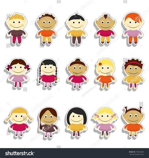 Kids Sticker Set Vector Illustration Emoji Stock Vector (Royalty Free ...