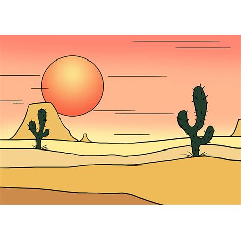 How to Draw a Desert - Really Easy Drawing Tutorial