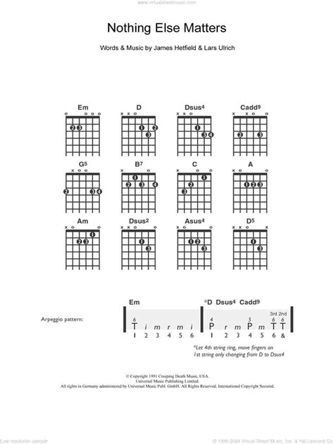 Nothing Else Matters sheet music (easy) for guitar solo (chords)