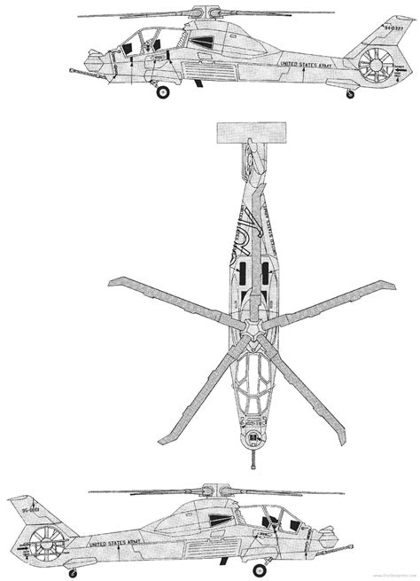 Sikorsky RAH-66A Comanche helicopter - drawings, dimensions, figures | Download drawings ...