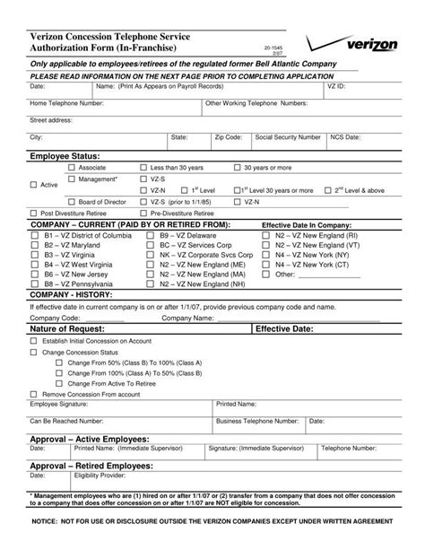 Verizon Form 20 1545 ≡ Fill Out Printable PDF Forms Online