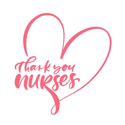 Thank You Nurses Red Lettering Vector Text And Heart On White Background Illustration For ...