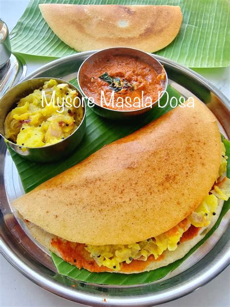 Masala Dosa Recipe with Potato Masala & Chutney Recipe for Mysore ...