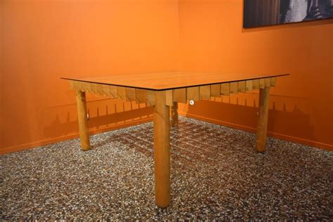 Large wooden architectural dining table Italy 1970-1980 For Sale at ...