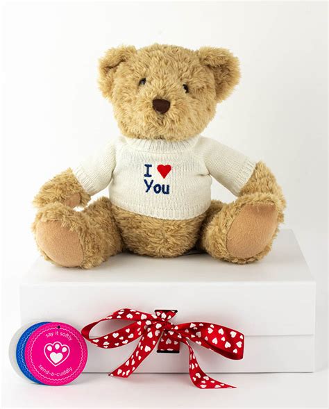 I love you Sherwood Teddy Bear in White Jumper | I love you gift