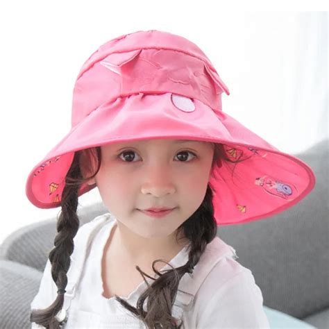 Summer Toddler Girls Sun hat Baby Girls Wide Brim Visor Sun Hat UV Protection Foldable Kids ...